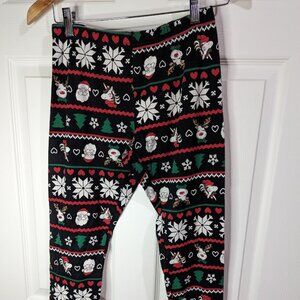 Christmas Santa Unicorn black leggings size holiday time size XXL RUNS SMALL